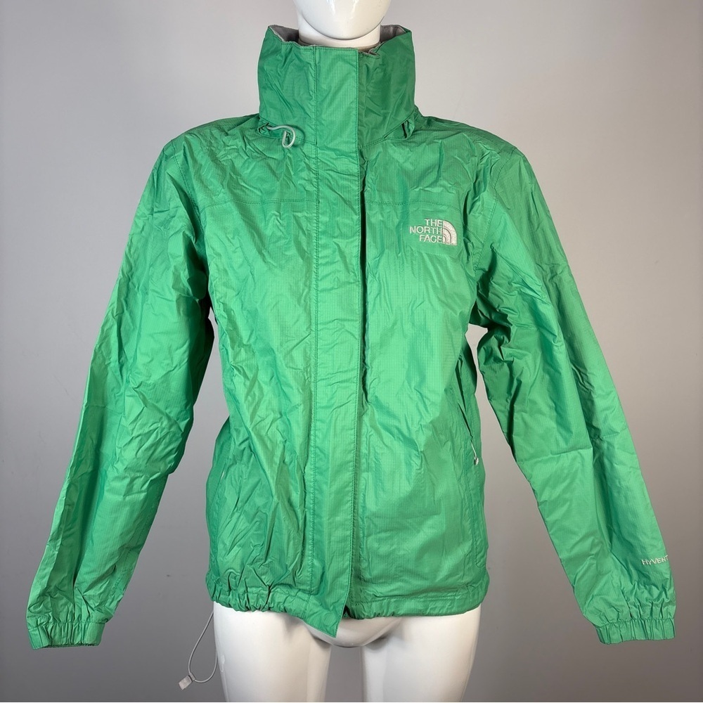 The North Face Women's HyVent Green Hooded Rain Jacket Windbreaker S